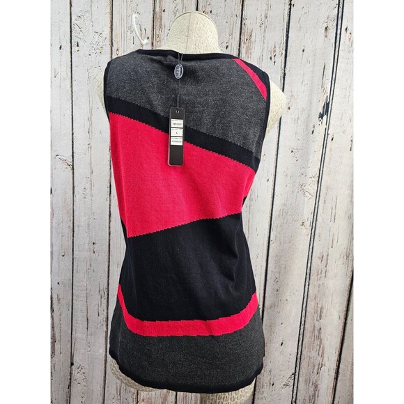 ALK Women's L Belldini Red & Black Sleeveless Tank Top Sweater Vest Shell NEW - Picture 5 of 8